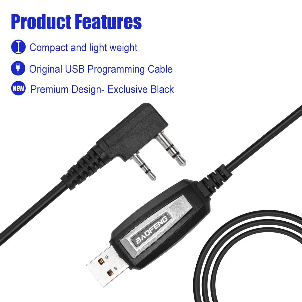Baofeng Programming Cable for Walkie Talkies with 2-pin Connector - Radiokie.com