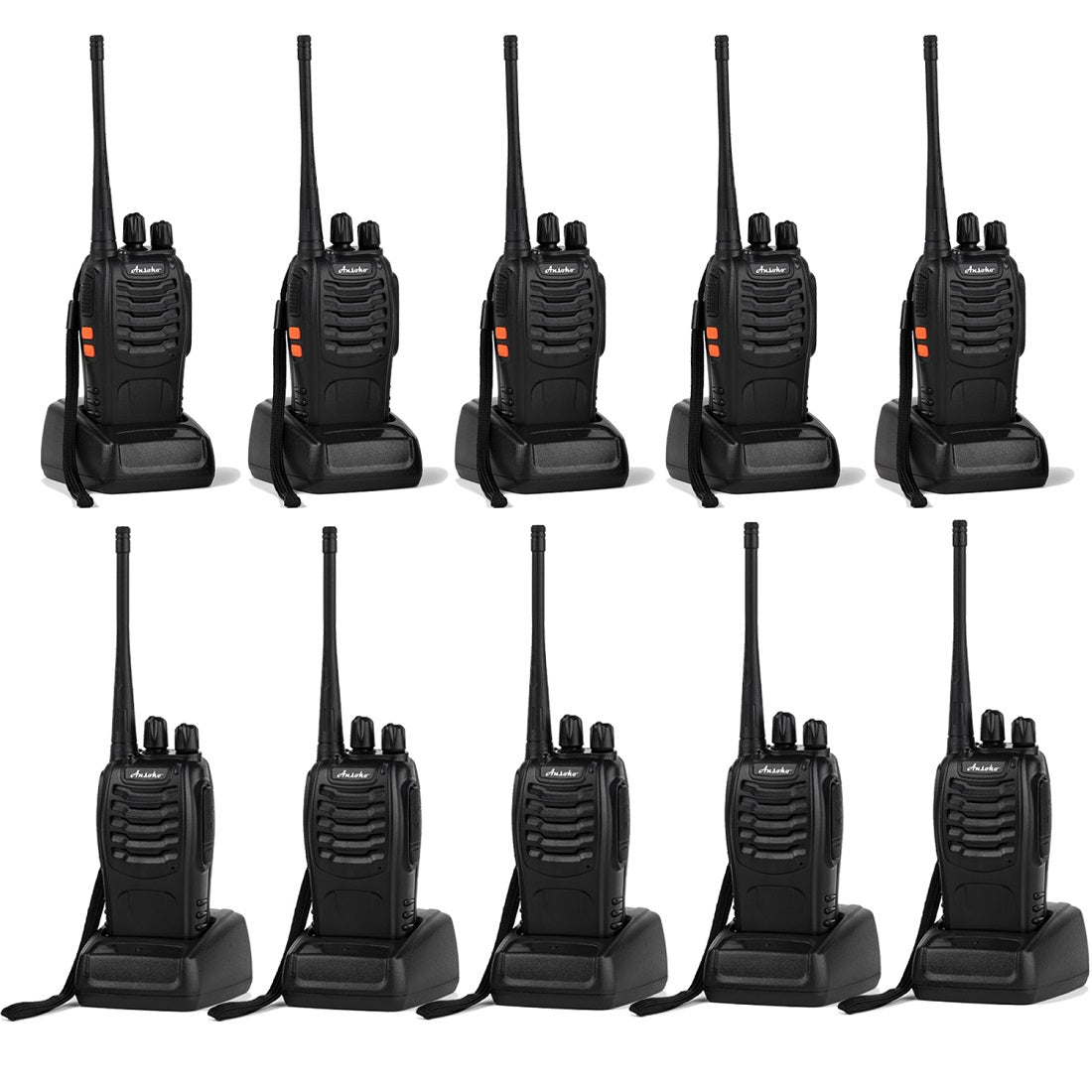 FRS Walkie Talkies 16-CH Programmable 400~470MHz 10-Pack