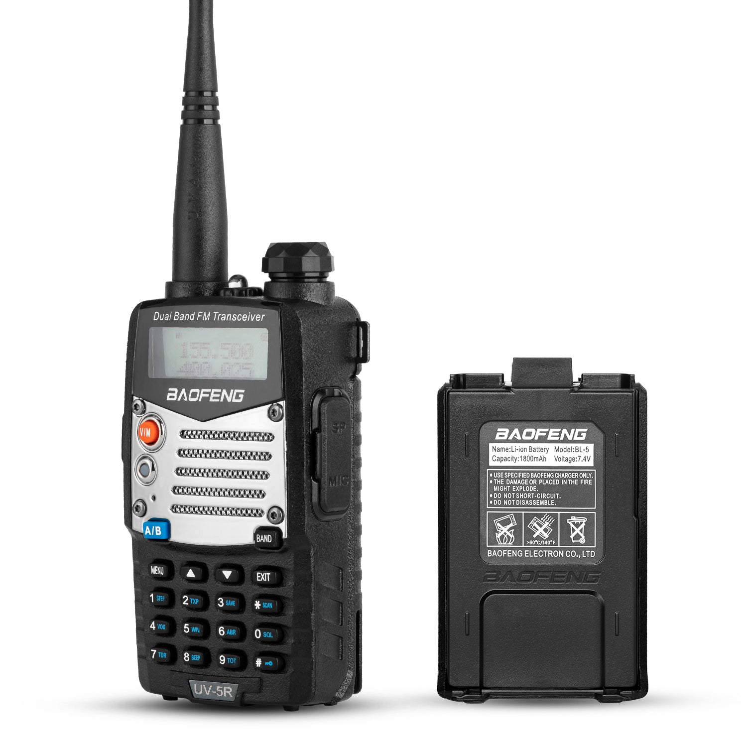 Baofeng UV-5R VHF136-174/UHF400-470MHz Dual Band FM HAM Two Channel Radio  Black