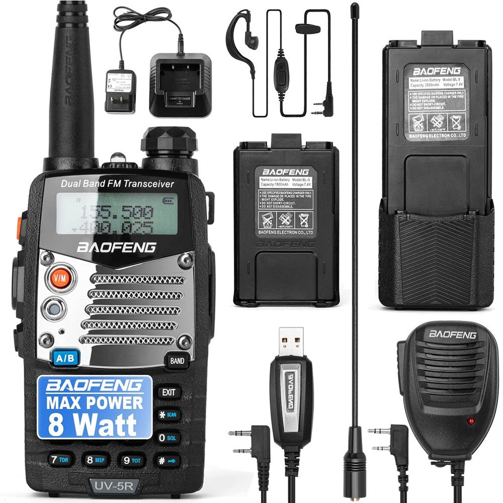 Baofeng UV-5RM Ham Radio UHF/VHF Dual-band Watt Full Kit