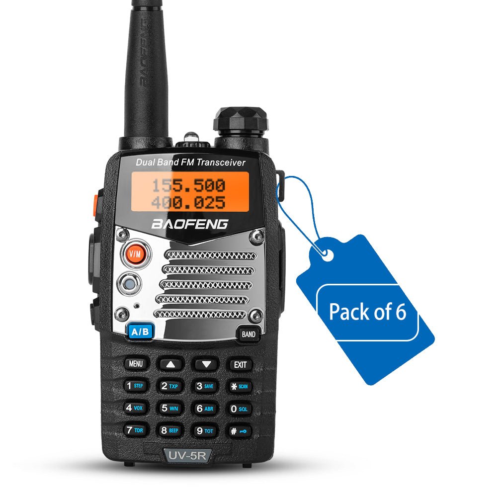 Baofeng UV-5RM Ham Radio VHF/UHF Watt Full Kit 6-Pack